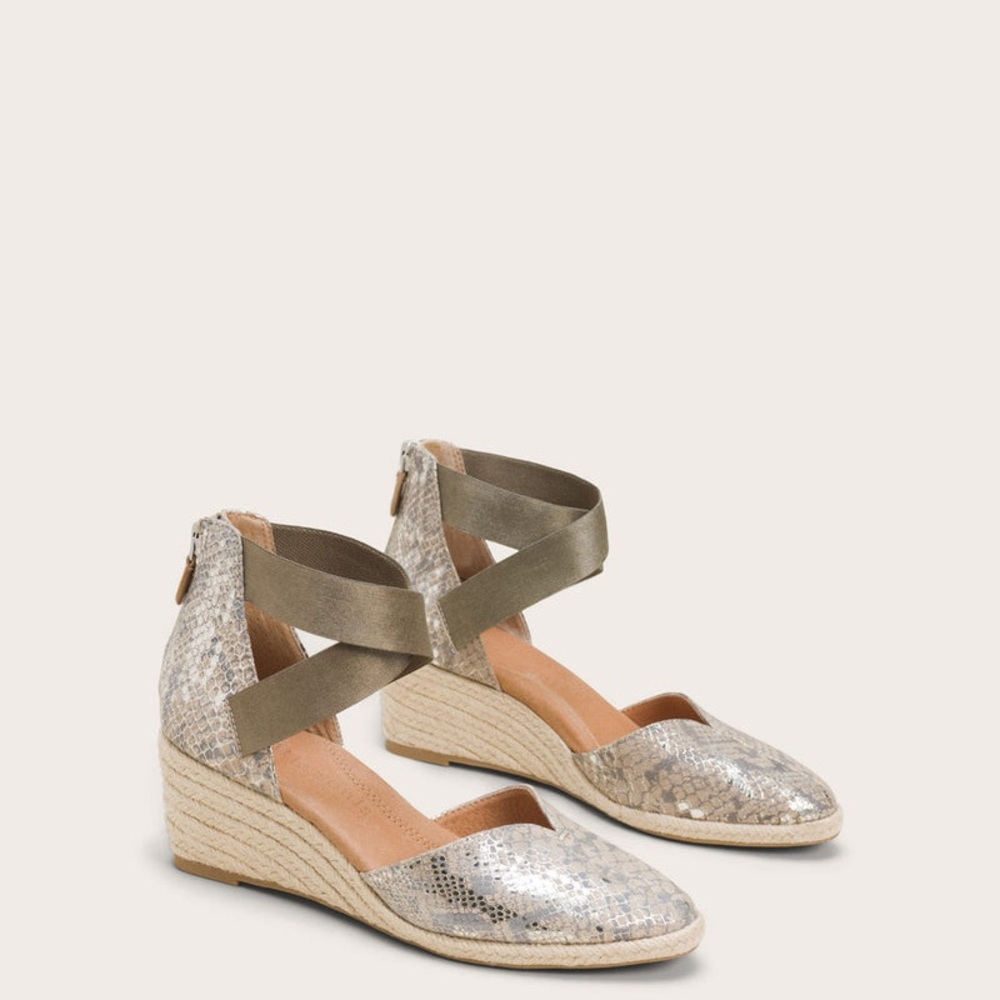 Gentle souls Orya  snakeskin  brown metal espadrille sandals new 9.5 m